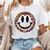26 Ladies tshirt,Floral Smiley Face Tee, Unisex Heavy Cotton Tee,Retro Vibe Shi Unisex T-Shirt
