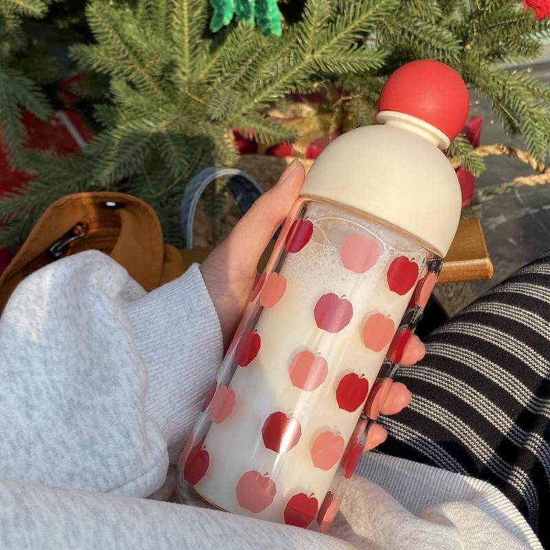 

Niche Red Nose Double-Layer High Temperature Resistant Glass, Cute Star Sealed Water Cup Car Carry-On Cup Gift 330Ml dishwasher