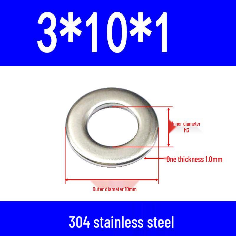 304 Stainless Steel Flat Gasket Washer, Metal Spacer for M2-M20.