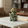 Reading Animal Figurine Retro Owl Rabbit Raccoon Reading Book Statue with Glow in The Dark Glasses for Bookshelf Desktop Home Decor