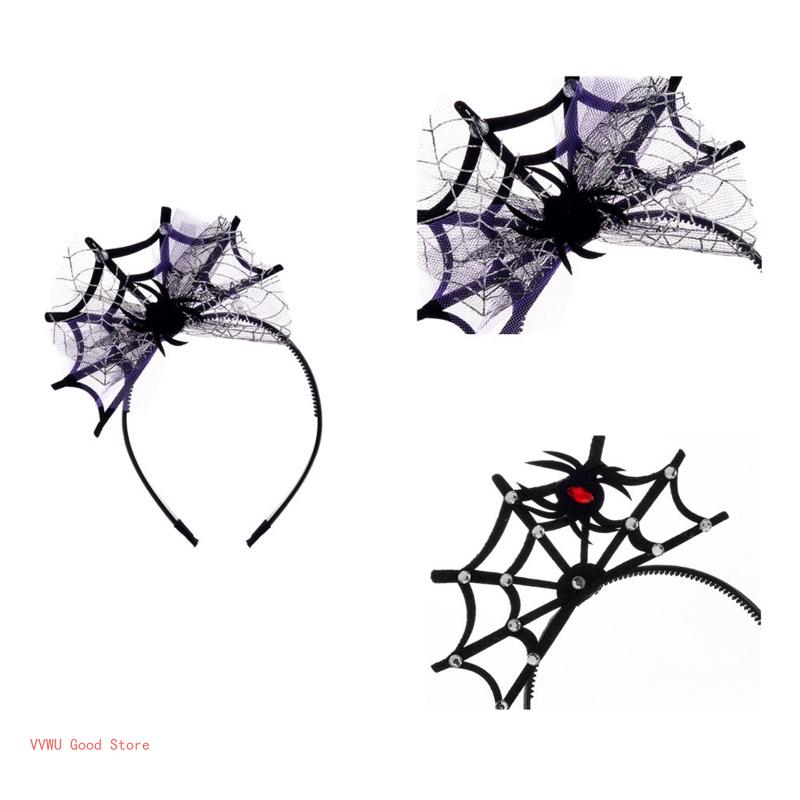 for Creative Web Hair Hoop Photoshoot Hair Holder Halloween Party Headwear for Children Adult Unisex