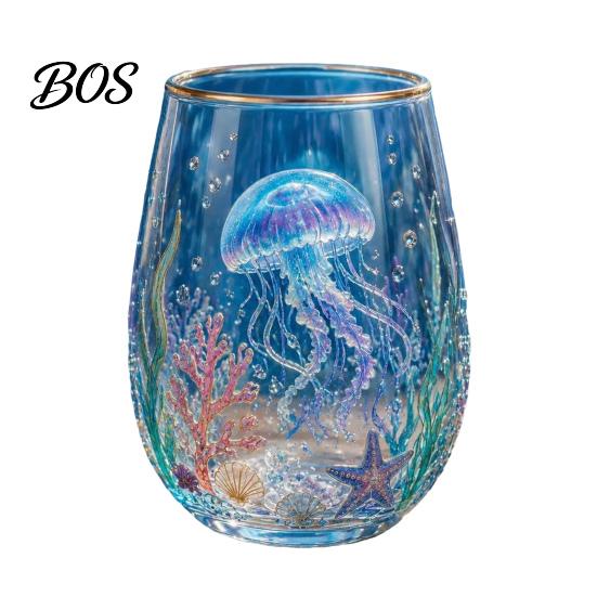 Vogel und Blume Teetasse Meeresschildkröte Glasbecher, Ozean-Thema Trinkbecher, Borosilikat Kaffee Saft Wein für Saft, Strandgeschenk Naturfreunde