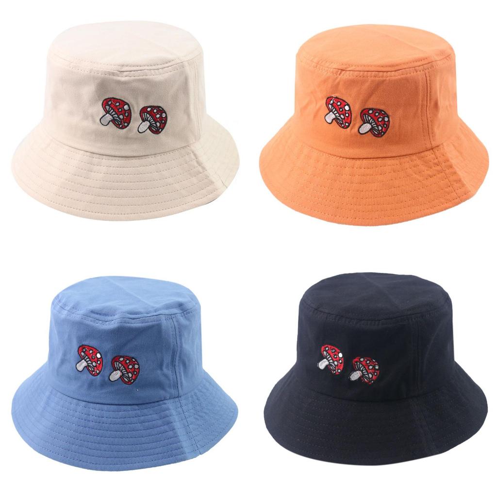 Fisherman Lady Hat Mushroom Embroidered Basin Hat Small Fresh Sun Hat Summer Sun Hat