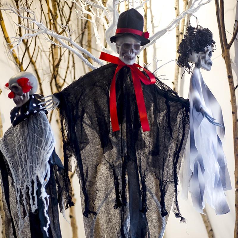 Realistic Halloween Hanging Decor Featuring Creepy Skeleton Ghost Design For Spooky Celebrations