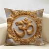 Luxury Golden Mandala Om Cushion Cover Natural Linen Organic Fabric DoubleSided Printing Room Sofa Decor Pillow Case
