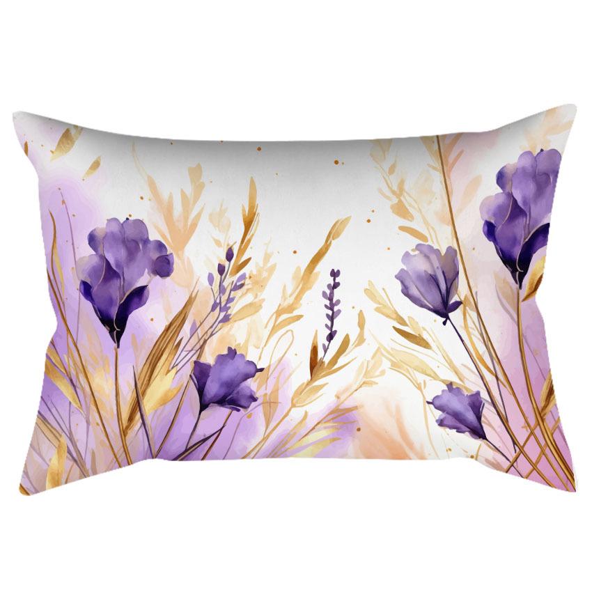 Chinese Retro Watercolor Golden Floral Print Pillowcase Home Sofa Cushion Pillowcase