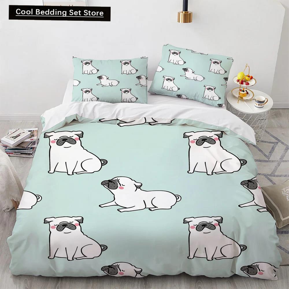 Corgi Dog King Queen Duvet Cover Yellow Cartoon Puppy Bedding Set For Kids Boys Girls Kawaii Pet Animal Pink 2/3Pcs Quilt Cover