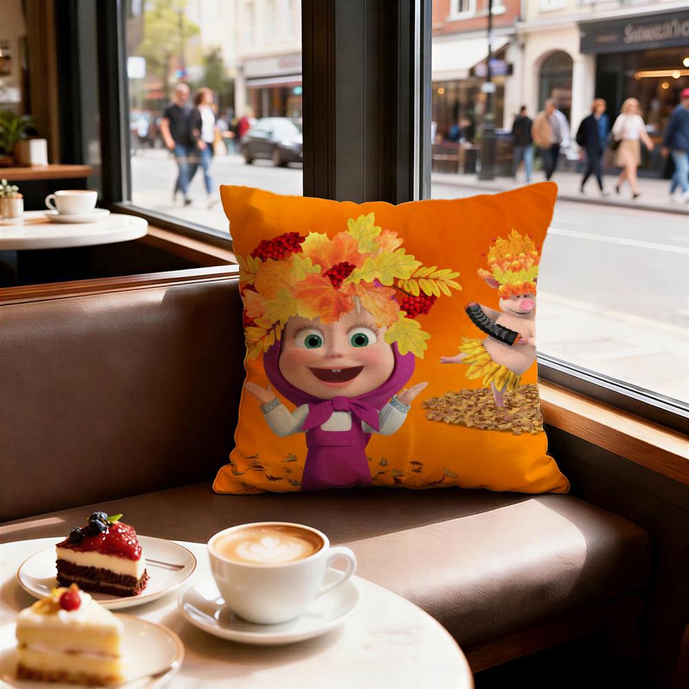 Cartoon Masha And Bear Cushion Cover Decorative Cushions Covers Cover Sofa x Pillow  Piece x x Pillowcase