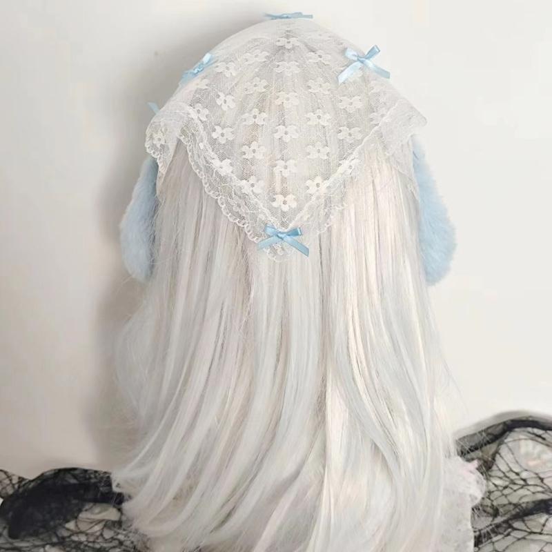 Maid Hair Band Lovely Ruffle Lace Rabbits Ear Headpiece Trendy Hair Accessories For Cosplay And Fashionable Outfits
