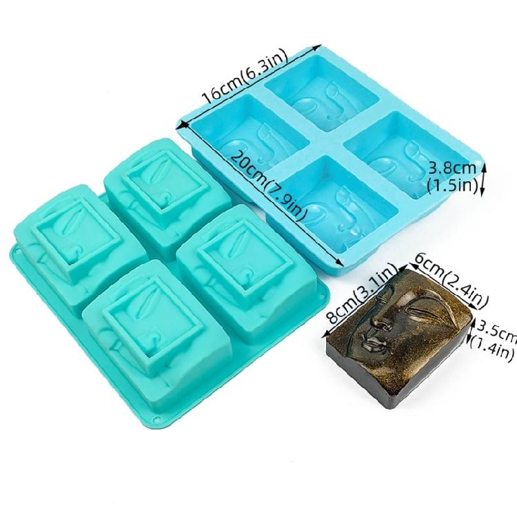 Silicone Mould Human Face Soap Resin Mould 4 Holes Buddhas Portrait Candle Molds
