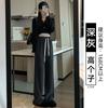 Gray chenille narrow wide-leg pants women's new autumn and winter velvet thickened lazy wind loose straight pants