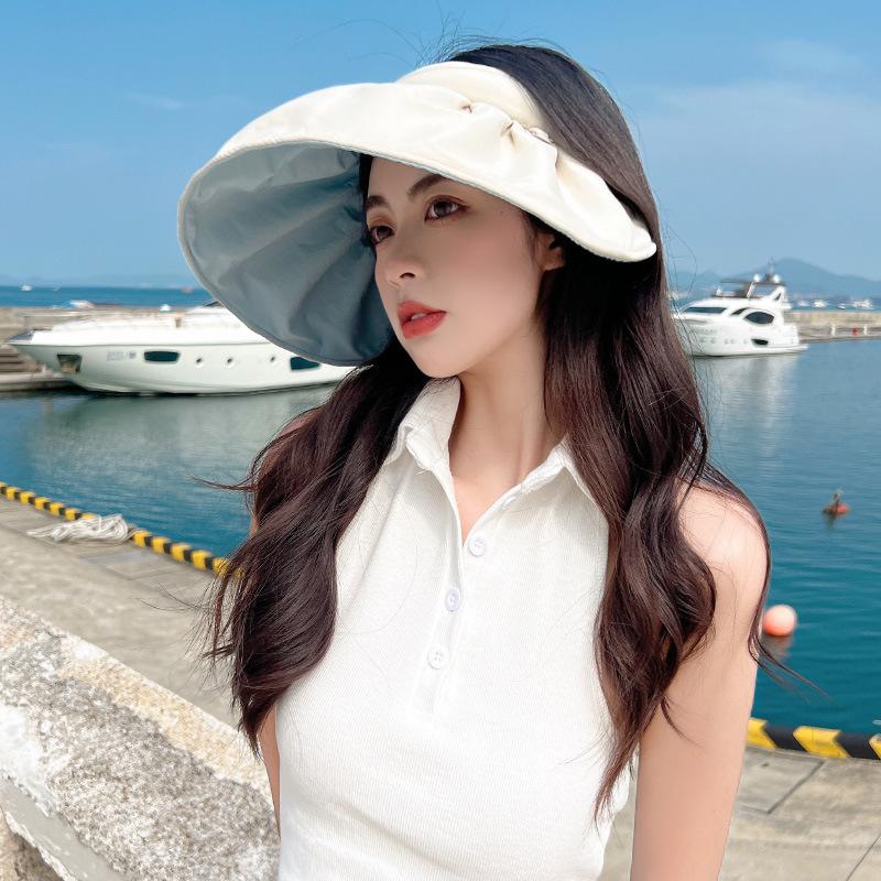 New empty top shell hat women's UV protection face covering summer cycling outdoor sweet sun hat women
