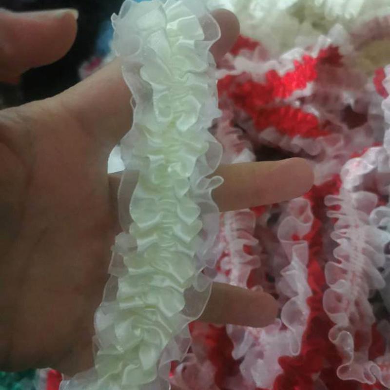 

10 ярдов эластичной кружевной ленты с оборками, ширина 4 см, эластичная шифоновая ткань для самостоятельного шитья, кукольной одежды, лоскутных аксессуаров 10 Yard