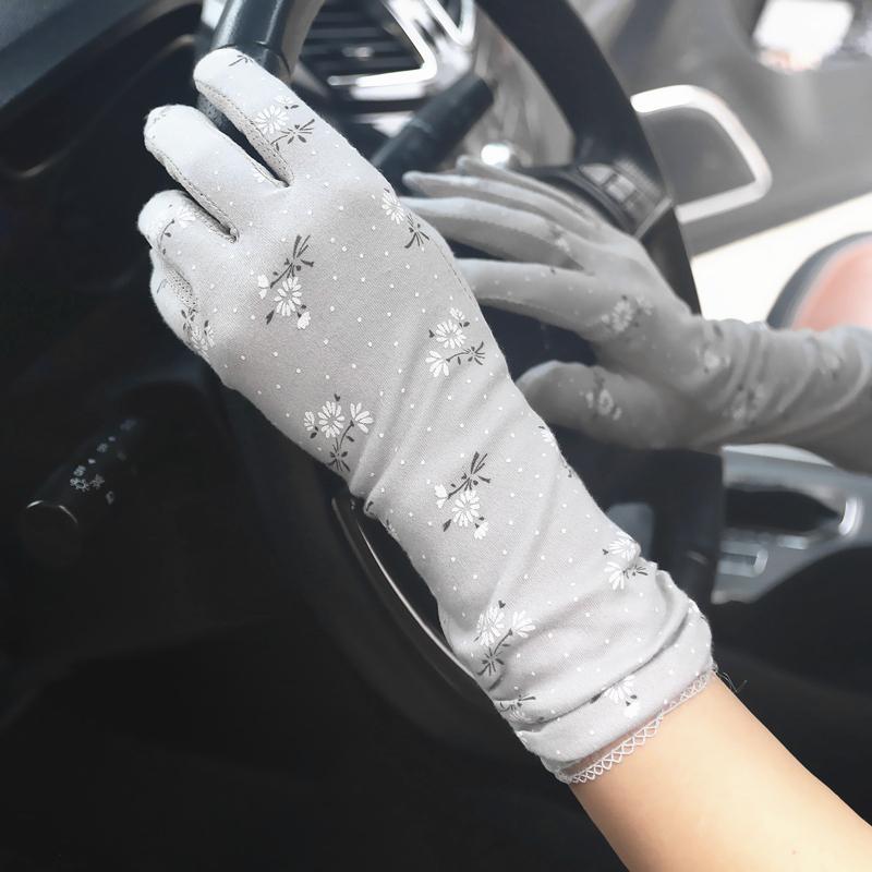 New Fashion Gloves Women Mid-long Summer Cotton Black Print Cycling Thin Touch Screen Bike Car Driving Gloves for Women