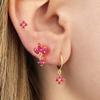Luxury Flowers Pendant Piercing Earrings Set For Women Stainless Steel Colorful Zircon Hoop Earring Lady Jewelry aretes de mujer