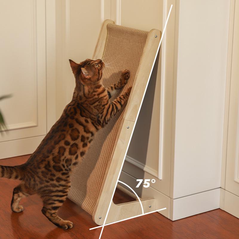 L-Shaped Solid Wood Sisal Cat Scratching Post - Durable, No Debris, Anti-Scratch Sofa Protector & Toy