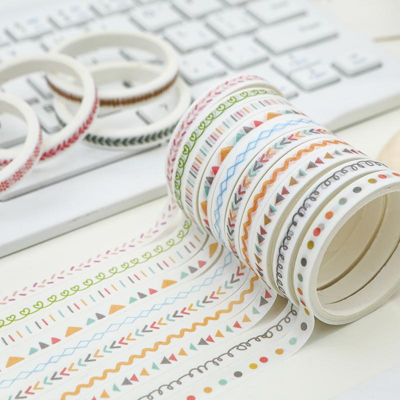 10 Role Slim Basic Bandă Washi Consumabile Scrapbooking Set Bandă Washi Curcubeu Bandă Adezivă Decorativă Jurnal Jurnal Benzi Washi