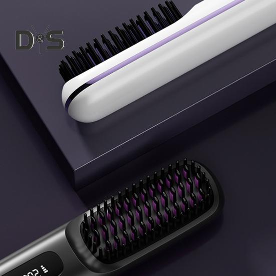 Portable Cordless Hair Straightener Brush Rechargeable Heated Hair Straightening Comb for Travel Mini Hair Styler Tool for Women