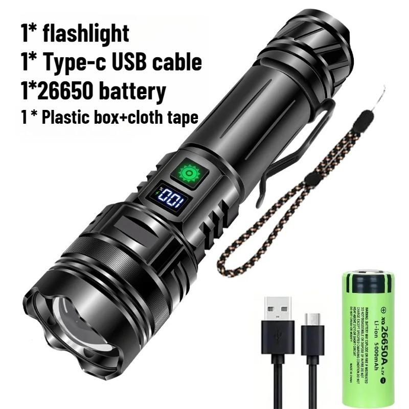Rechargeable Flashlight Super Bright Portable Ultra Power Long Range Tactical Torch Lamp Outdoor Emergency Camping Lantern