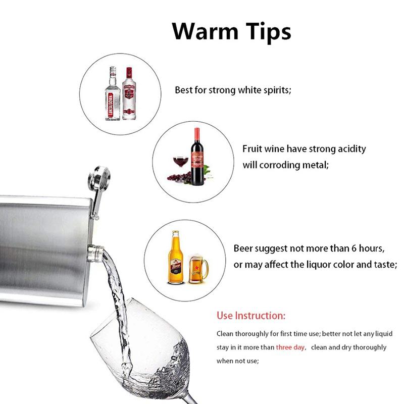 Portable Stainless Steel Hip Flask, Wine Bottle, Whisky Pot, Alcohol Container, Pocket, Leakproof Wine Bottle, Screw Cap