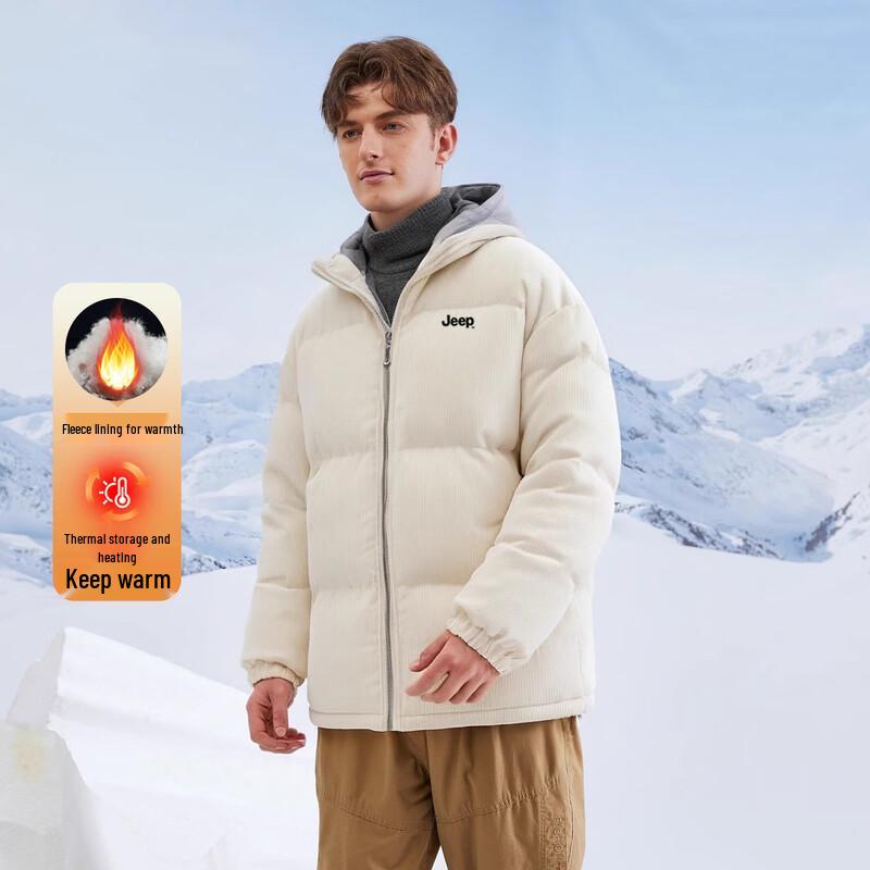 JEEP Men s Winter Faux Two-Piece Hooded Corduroy Padded Jacket XL