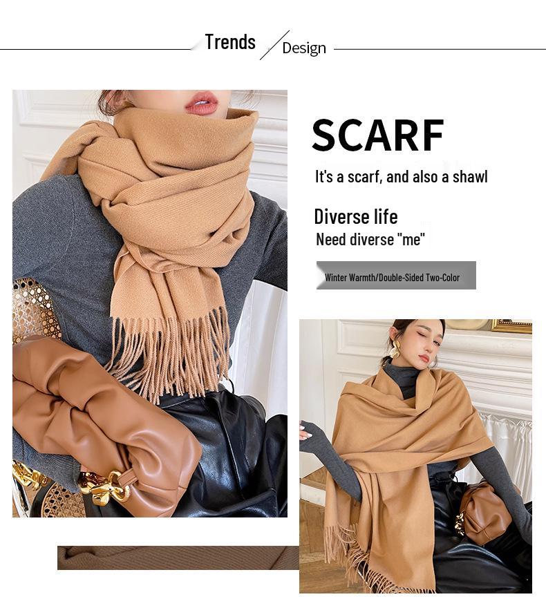 2024 Soft Imitation Cashmere Scarf: Women's Autumn-Winter Korean Style Warm Neck Warmer - Couple's Cold Protection Long Shawl.
