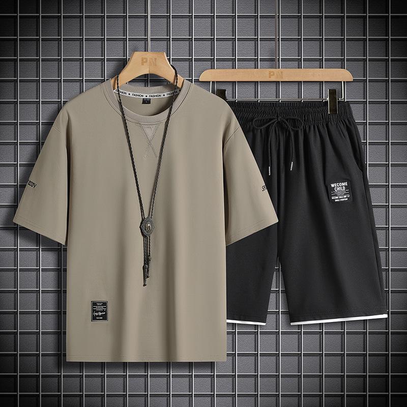 Men's Plus Size Casual Summer Set: Cotton Thin Short-Sleeve T-shirt & Shorts Sportswear