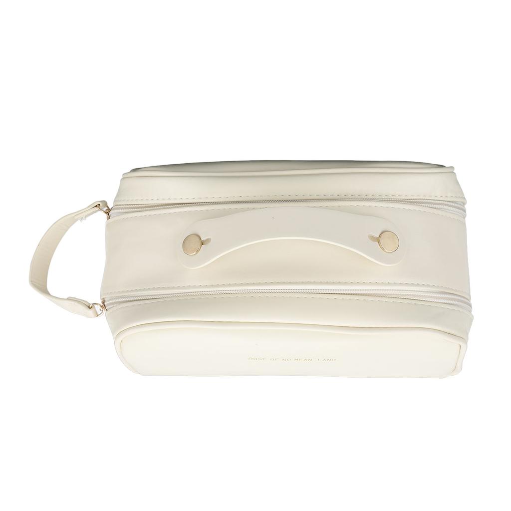 Cosmetic Bag Multifunctional Portable High Capacity Large Opening Travel Makeup Bag for Women Beige Free Size