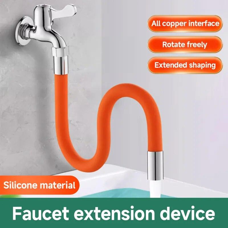 Kitchen Faucet Extension Extender Universal 360° Rotating Silicone Flexible Hose Water Tap Pipe for Bathroom Balcony Wash Basin