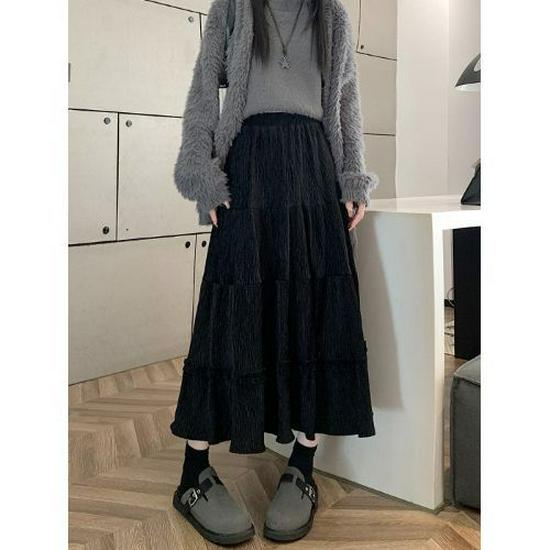 2025 High Waist Corduroy A-Line Mid-Length Skirt for Women - Autumn/Winter Collection