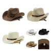 Adjustable Hat Cowboy Straw Hats Outdoors Beach Sunhat Large Brim Riding Horse