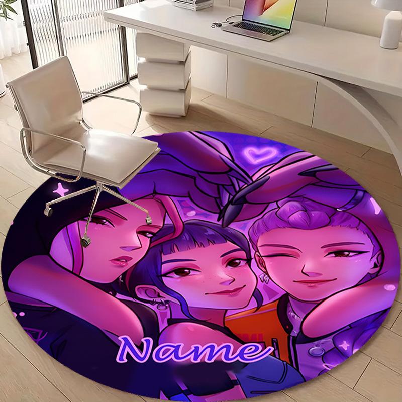 Personalized K-KPop Demon Hunters Round Chair Office Rug - Perfect for Mat, Office Chair & More - Ideal Gift for Birthdays and Holidays