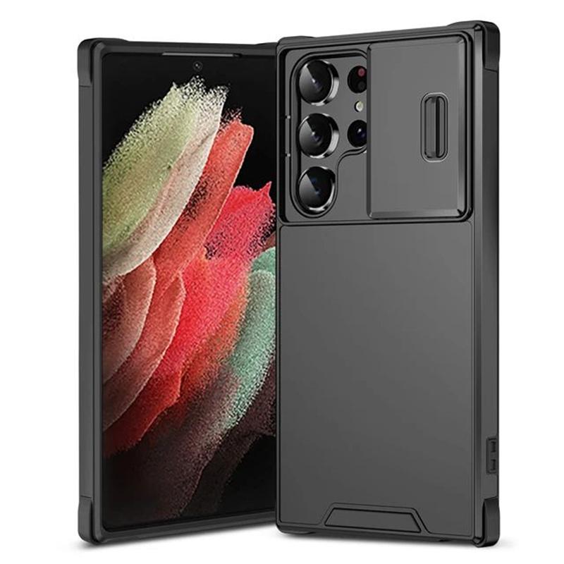 Heavy-duty Armor Slide Camera Protector Phone Case For Samsung Galaxy S26 S25 Edge S24 S23 S22 S21 FE Plus Ultra Anti-Drop Cover Galaxy S26 чёрный