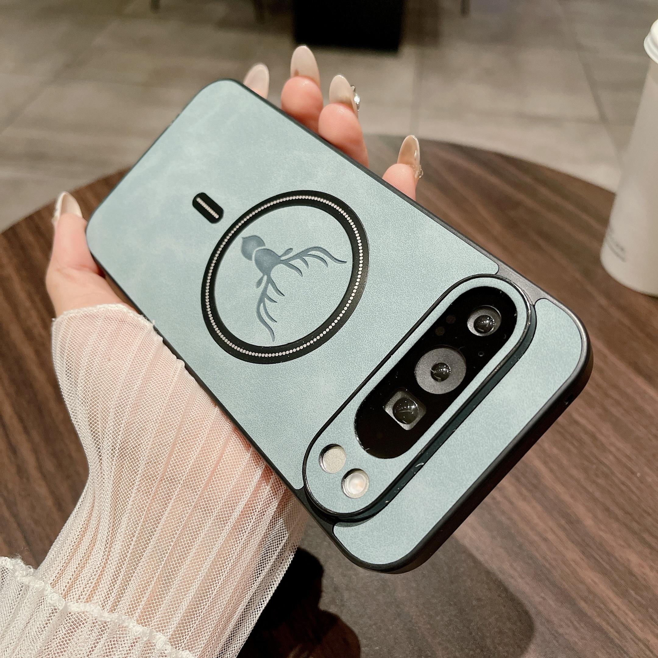 

Чехол из ПУ кожи Elk с магнитной застежкой, противоударный, для Google Pixel 10 Pro XL, матовый чехол для беспроводной зарядки для Pixel 9 9A 8 8A 7 Pro Google Pixel 9 светло-синий