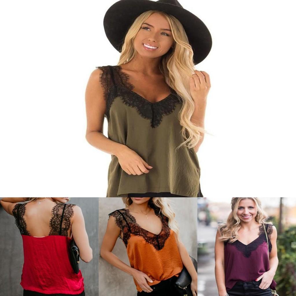 Elegant Women Summer Sleeveless Lace Mesh Loose Vests V-neck Cami Soft Tanks Top