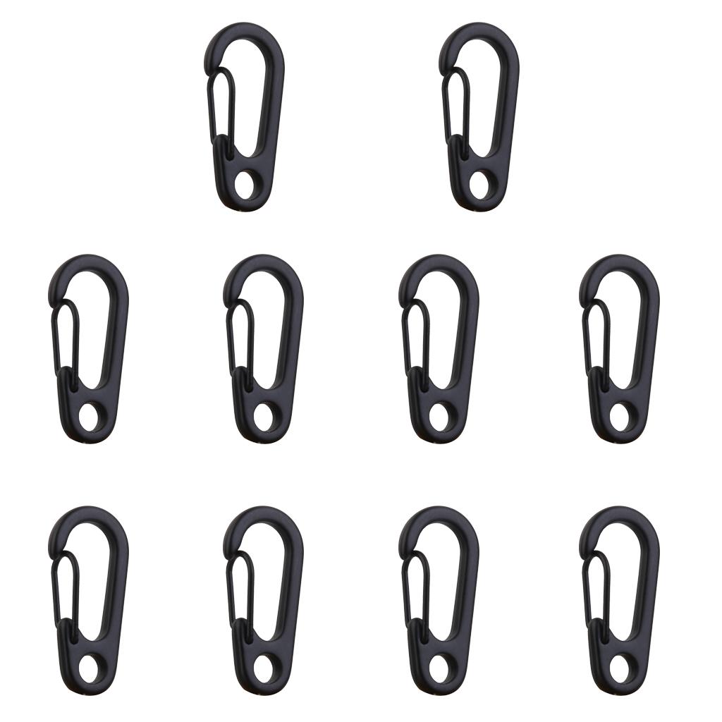 10Pcs Black Alloy Keychain Snap Buckle Carabiner Camping Hiking Spring Hooks