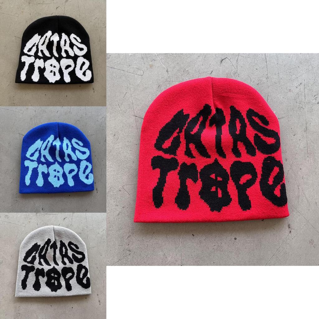 Trendy High Top Knitted Hat With Letter Graphics For Fall Winter Streetwear