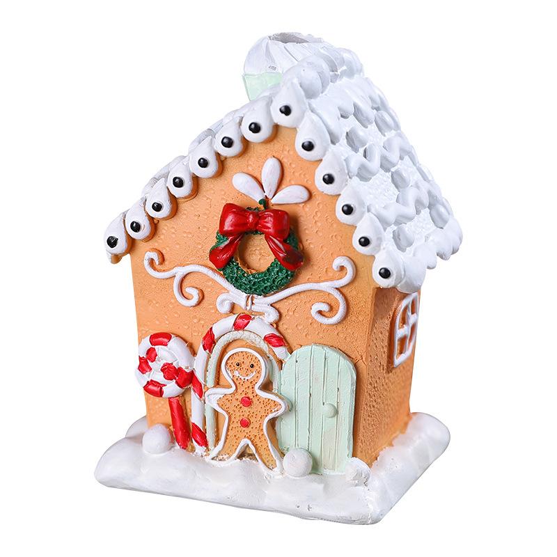 Christmas Snow House Display Store Dessert Table Window Miniature Landscape Decoration Prop Gingerbread House Christmas Gift