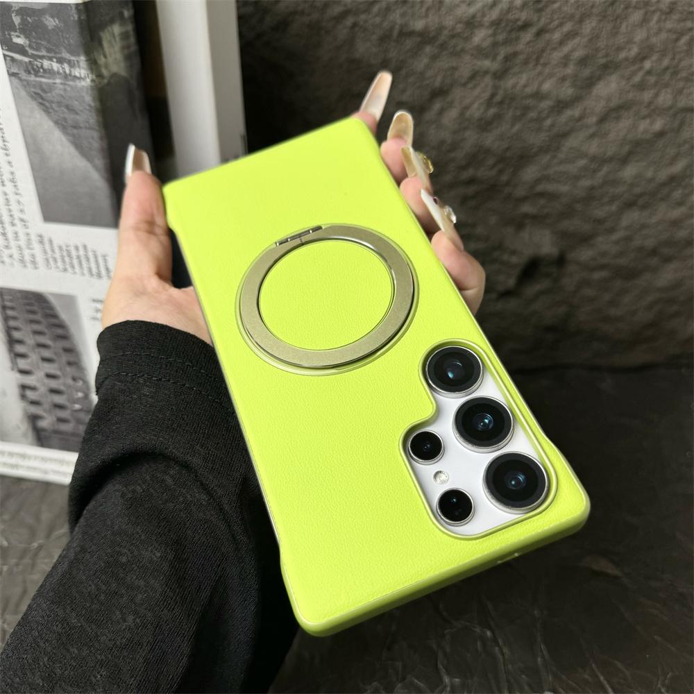 

Thin Frameless Magnetic Folding Stand Phone Case For Samsung S25 S23 S24 Ultra Solid Color Plating PC Protective Cover Case & Holder&Galaxy S23 Ultra