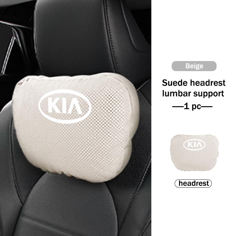 BBEI1 Car Styling Soft Suede Headrest Neck Support Seat Breathable Waist Pad Pillow Mat For KIA Cerato Proceed Venga Stonic Picanto