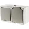 Mixte morizontal: V &amp; V+ Prise 2P+T 16A Gris Clair IP54 - Akya