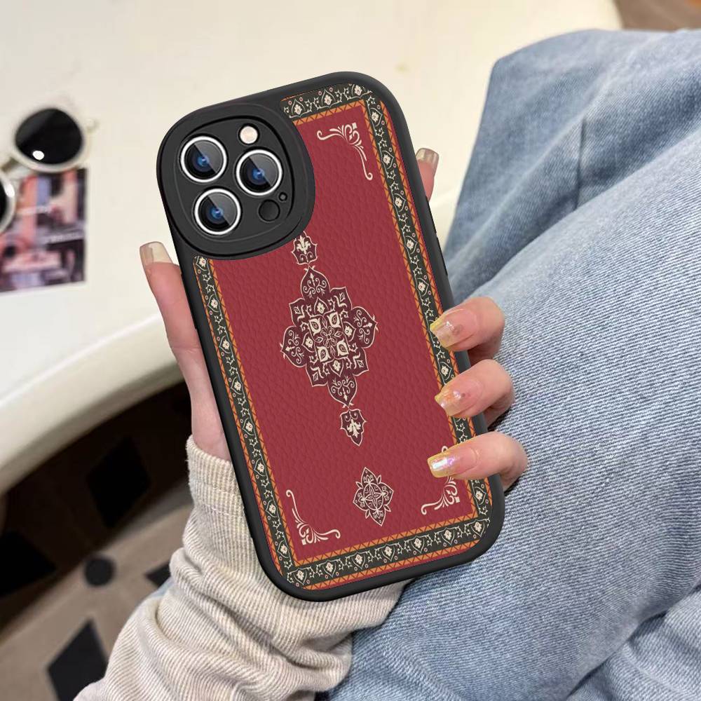 Persian Carpet Floral Pattern Phone Case For IPhone 16 15 14 13 12 11 Pro Max Plus Leather Shockproof Cover