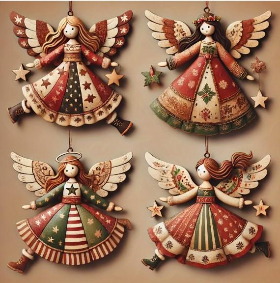 

Рождественская деревянная плоская креативная ретро подвеска в виде куклы-ангела One Size