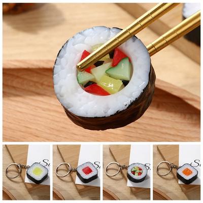 Unikalny Wisiorek do Torebki Symulacja Jedzenia Brelok do Kluczy Warzywa Biżuteria Akcesoria Wisiorek Sushi Breloki do Kluczy Samochodowych Zawieszki Brelok PVC Mężczyźni