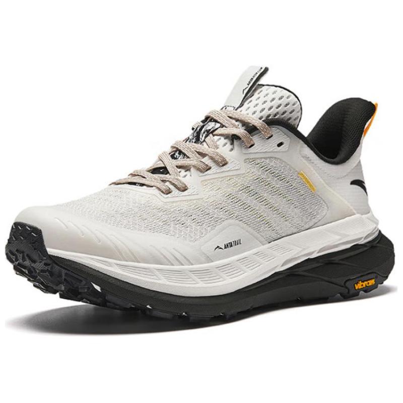 Anta Cushioning, Wear Resistant Low Top Running Shoes Men's White Black Yellow Sneakers 112425510-5