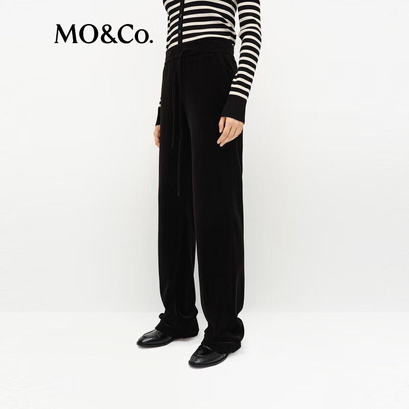 MO&Co. Brushed High-Waist Straight-Leg Drawstring Pants