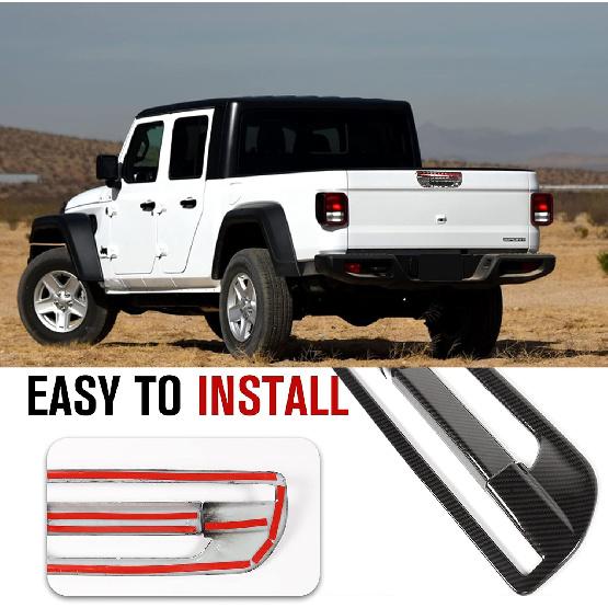 JeCar Carbon Fiber Tailgate Door Handle Cover Trim Accessories for Jeep Gladiator JT 2020-2023