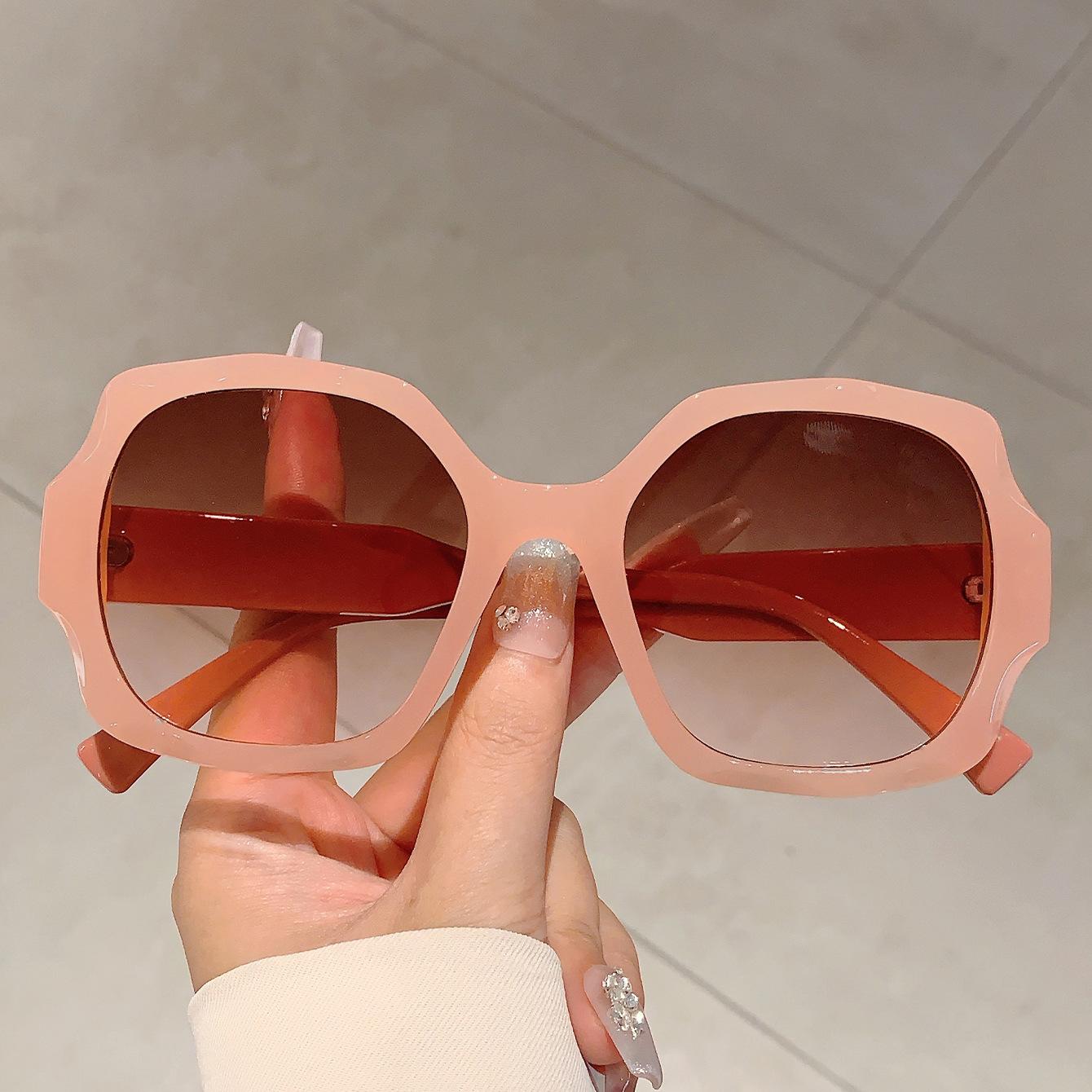 

Retro Double Color Big Frame Square Sunglasses Women For Men Luxury Brand Designer Sun Glasses Punk Popular Pink Flower Shades