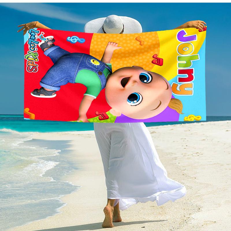 Ultra-Soft Beach Towel with CoComelon Theme,Ideal for Pool - Camping, Diving - Perfect Travel Essential, Vibrant Beach Towel.