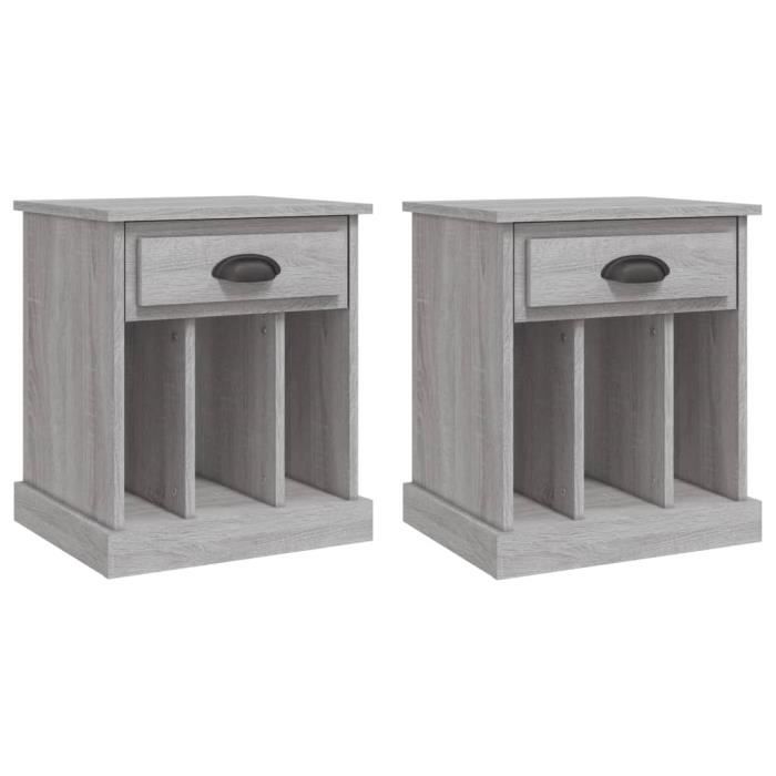 VidaXL Tables de chevet 2 pcs sonoma gris 43x36x50 cm 816357
